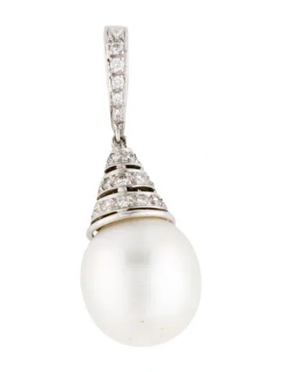 Pre-owned Pendant 18k Pearl & Diamond  In Multi
