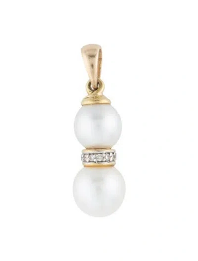 Pre-owned Pendant 18k Pearl & Diamond  In Multi