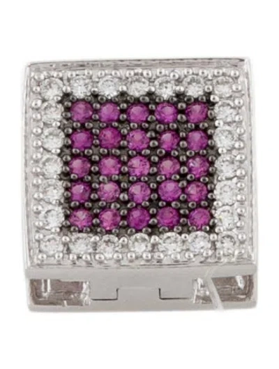 Pre-owned Pendant 18k Pink Sapphire & Diamond , 0.5" In Multi