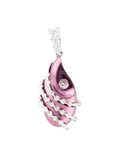 Pre-owned Pendant 18k Purple Gold & Platinum Diamond  In Multi