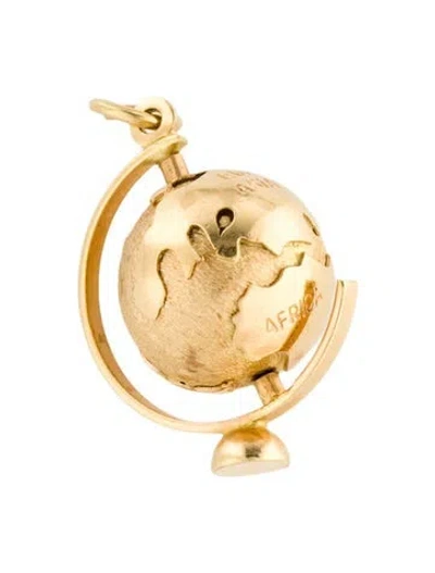 Pre-owned Pendant 18k Revolving Globe Charm In Multi