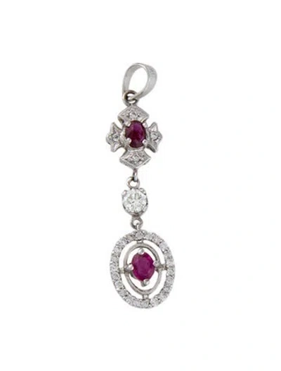 Pre-owned Pendant 18k Ruby & Diamond Drop  In Multi