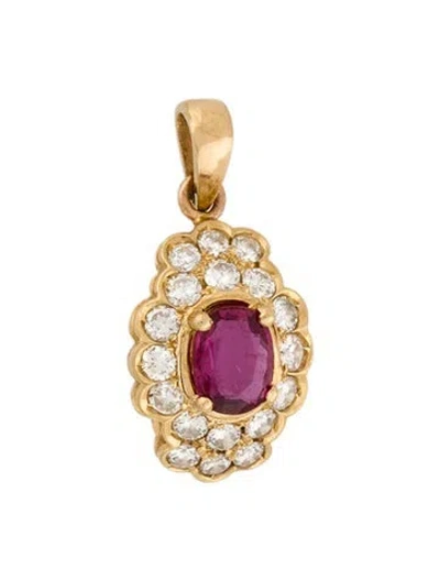 Pre-owned Pendant 18k Ruby & Diamond , 1" In Multi