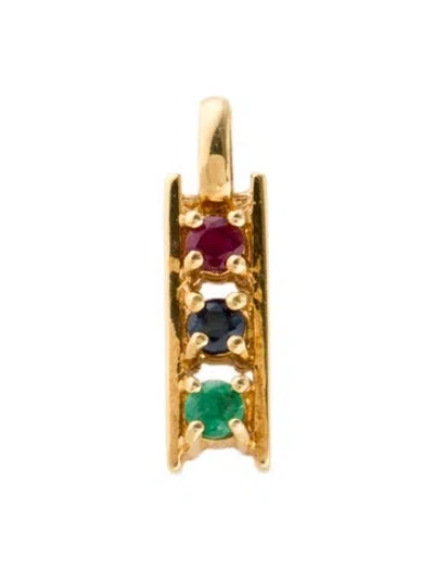 Pre-owned Pendant 18k Ruby, Emerald & Sapphire  In Multi