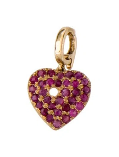 Pre-owned Pendant 18k Ruby Heart , 0.75" In Multi