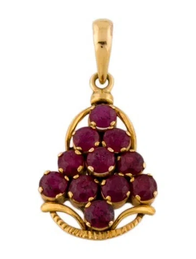Pre-owned Pendant 18k Ruby Tree Charm , 1" In Multi