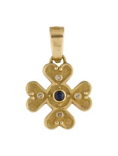 Pre-owned Pendant 18k Sapphire & Diamond  In Multi