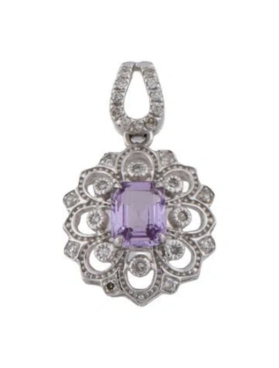 Pre-owned Pendant 18k Sapphire & Diamond  In Multi