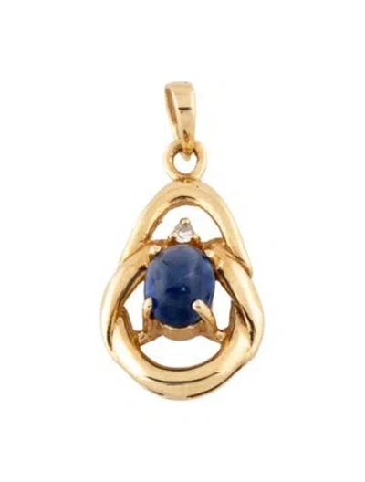Pre-owned Pendant 18k Sapphire & Diamond  In Multi