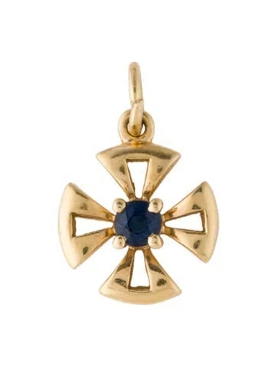 Pre-owned Pendant 18k Sapphire Maltese Cross  In Multi