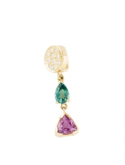 Pre-owned Pendant 18k Sapphire, Tourmaline & Diamond , 1.25" In Multi