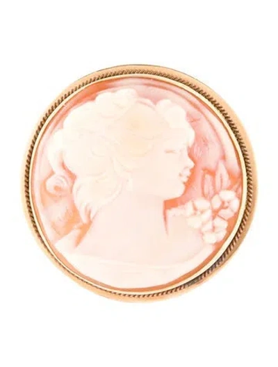 Pre-owned Pendant 18k Shell Cameo  Brooch In Multi