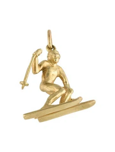 Pre-owned Pendant 18k Skier , 1.25" In Multi