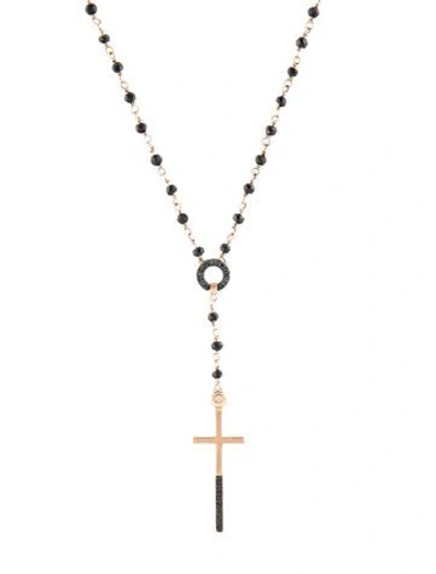 Pre-owned Pendant 18k Spinel & Diamond Cross  Necklace In Multi