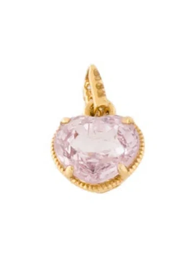 Pre-owned Pendant 18k Spinel & Diamond Heart , 0.25" In Multi