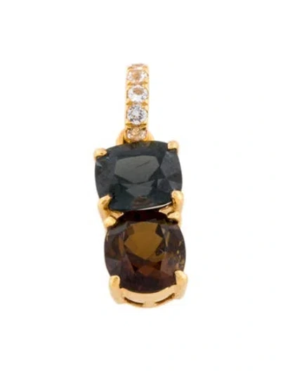 Pre-owned Pendant 18k Spinel, Tourmaline & Topaz , 0.75" In Multi
