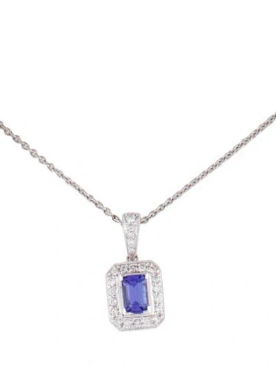 Pre-owned Pendant 18k Tanzanite & Diamond  Necklace, 16" In Multi