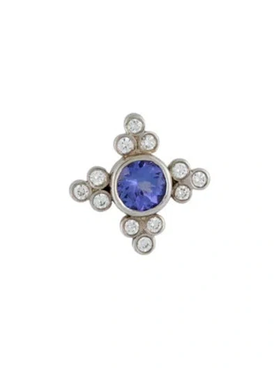Pre-owned Pendant 18k Tanzanite & Diamond Snowflake  In Multi
