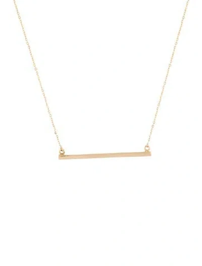 Pre-owned Pendant 18k Texture Bar  Necklace, 17.5" In Multi