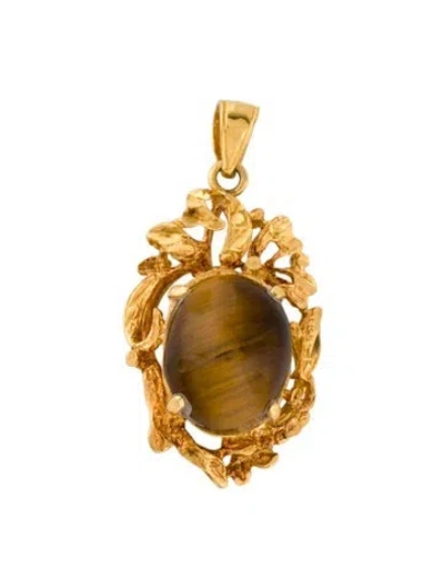 Pre-owned Pendant 18k Tiger's Eye  In Multi
