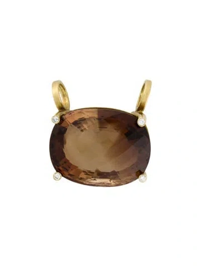 Pre-owned Pendant 18k Topaz & Diamond , 1.25" In Multi