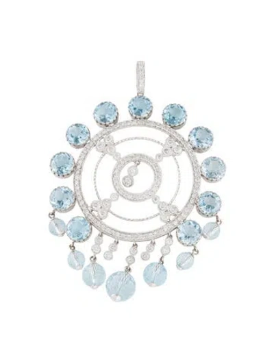 Pre-owned Pendant 18k Topaz & Diamond , 3.5" In Multi