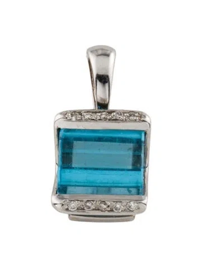 Pre-owned Pendant 18k Topaz & Diamond  In Multi