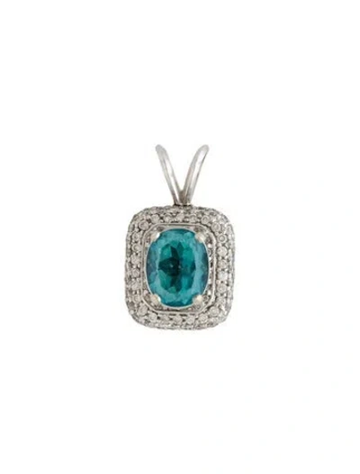 Pre-owned Pendant 18k Topaz & Diamond  In Multi