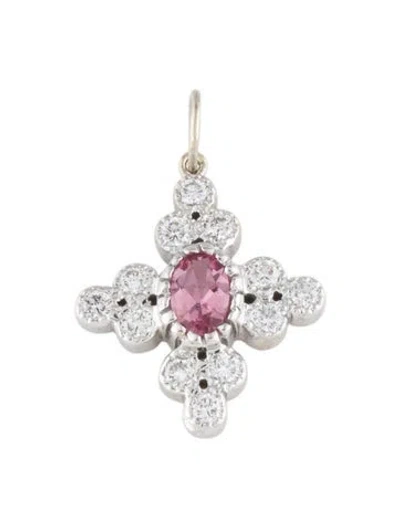 Pre-owned Pendant 18k Tourmaline & Diamond  Necklace In Multi