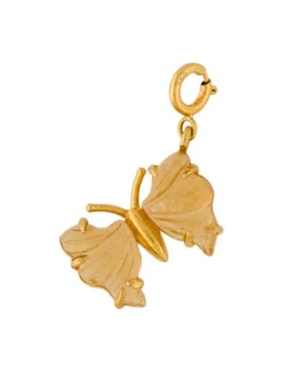 Pre-owned Pendant 18k Tourmaline Butterfly Charm, 0.75" In Multi