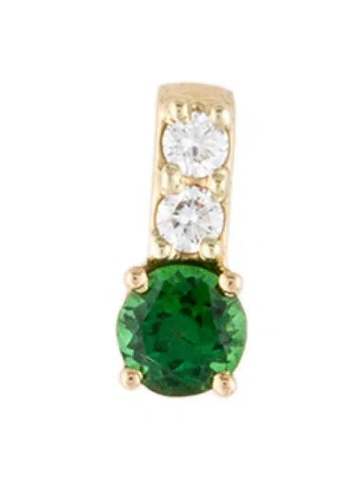 Pre-owned Pendant 18k Tsavorite Garnet & Lab-grown Diamond  Necklace In Multi
