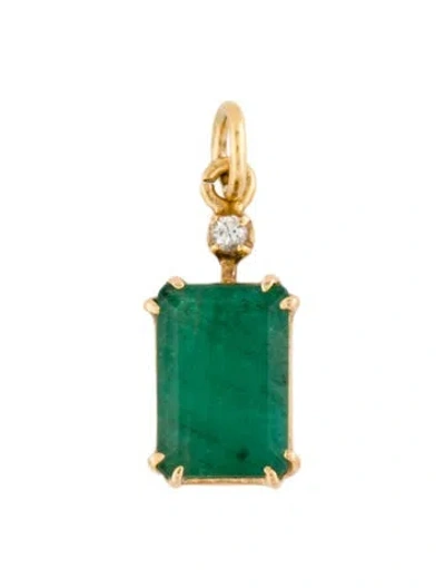 Pre-owned Pendant 20k 1.41ct Emerald & Diamond  In Multi