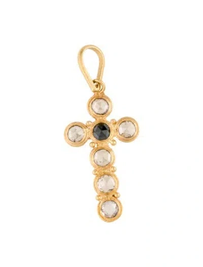 Pre-owned Pendant 22k Diamond Cross  In Multi