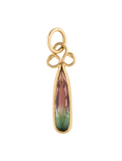 Pre-owned Pendant 22k Parti-colored Tourmaline  In Multi