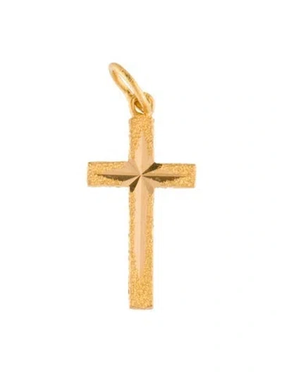 Pre-owned Pendant 22k Textured Cross , 1" In Multi