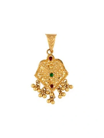 Pre-owned Pendant 22k Textured Enamel  In Multi