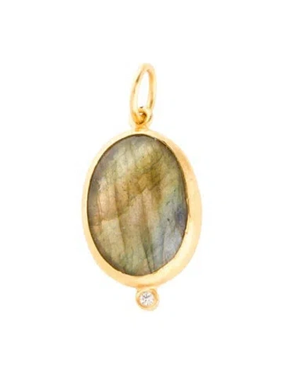 Pre-owned Pendant 24k 4.33ct Labradorite & Diamond  In Multi