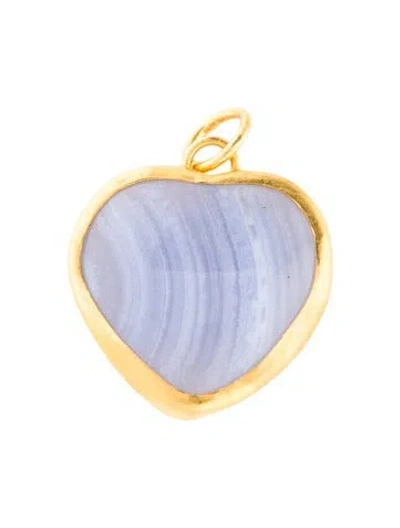 Pre-owned Pendant 24k Blue Lace Agate  In Multi