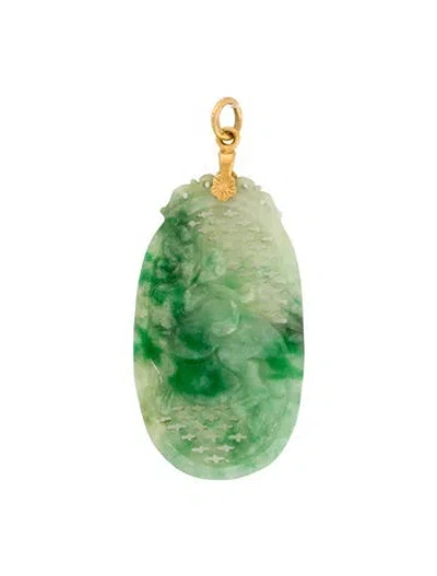 Pre-owned Pendant 24k Dyed Jadeite Carved Drop In Multi