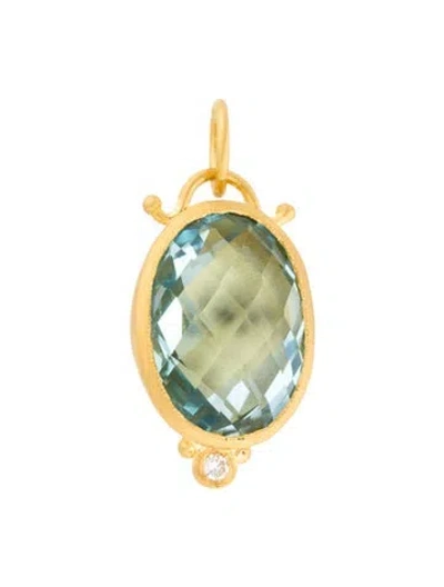 Pre-owned Pendant 24k Topaz & Diamond  In Multi