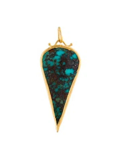 Pre-owned Pendant 24k Turquoise Necklace , 1.5" In Multi