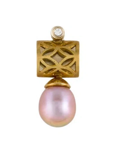 Pre-owned Pendant Alishan 18k Pearl & Diamond  In Multi