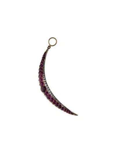 Pre-owned Pendant Antique 10k Ruby & Diamond Crescent Moon  In Multi