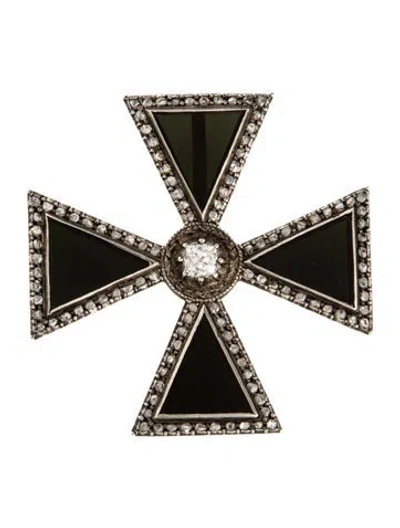 Pre-owned Pendant Antique Diamond & Glass Victorian Maltese Cross  In Multi