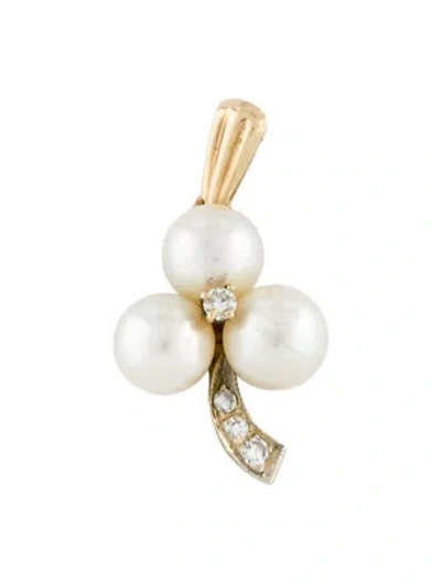 Pre-owned Pendant Antique Pearl & Diamond  In Multi