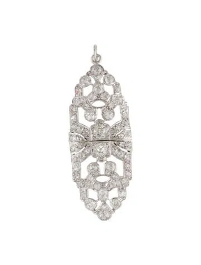 Pre-owned Pendant Art Deco Platinum 2.41ctw Diamond , 2.25" In Multi