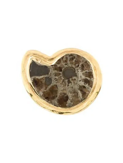 Pre-owned Pendant Daniela Vettori 18k Fossilized Ammonite Lapel Pin In Multi