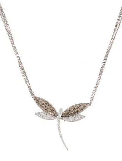 Pre-owned Pendant Diamond Dragonfly  Necklace In Multi