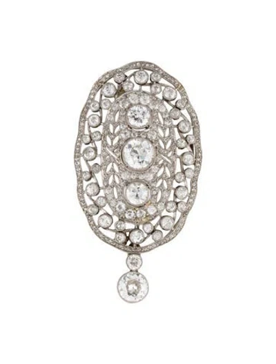 Pre-owned Pendant Edwardian Platinum Diamond  Brooch In Multi
