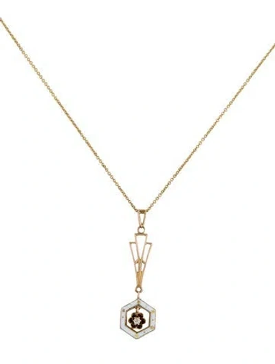 Pre-owned Pendant Enamel & Diamond  Necklace, 18" In Multi